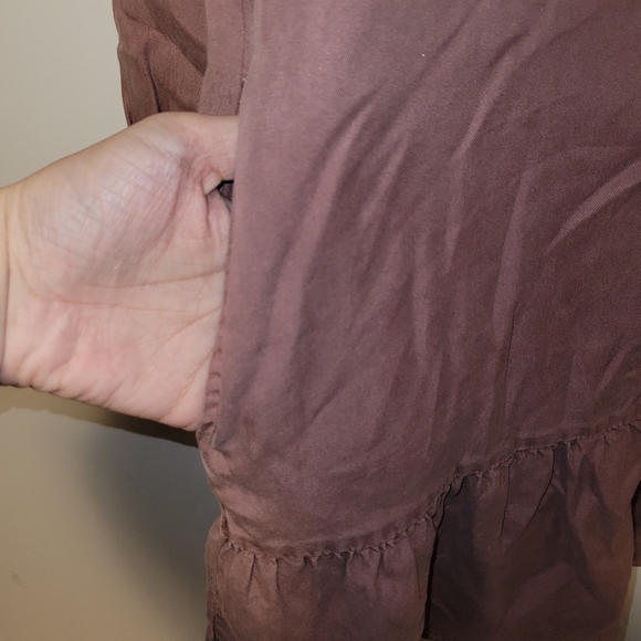 Buffalo David Bitton Mocha Brown Boho Peasant Mini Dress Pockets NWT - Picture 9 of 13
